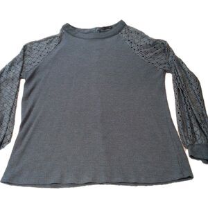 Women's Miholl Blue Thermal Shirt With Lace‎ Long Sleeve  Shirt Size XXL